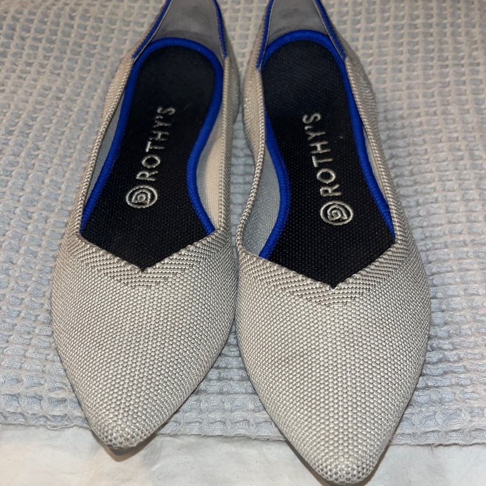 Rothy’s The Point,Flax Birdseye Beige Gray Knit Slip On Size 9